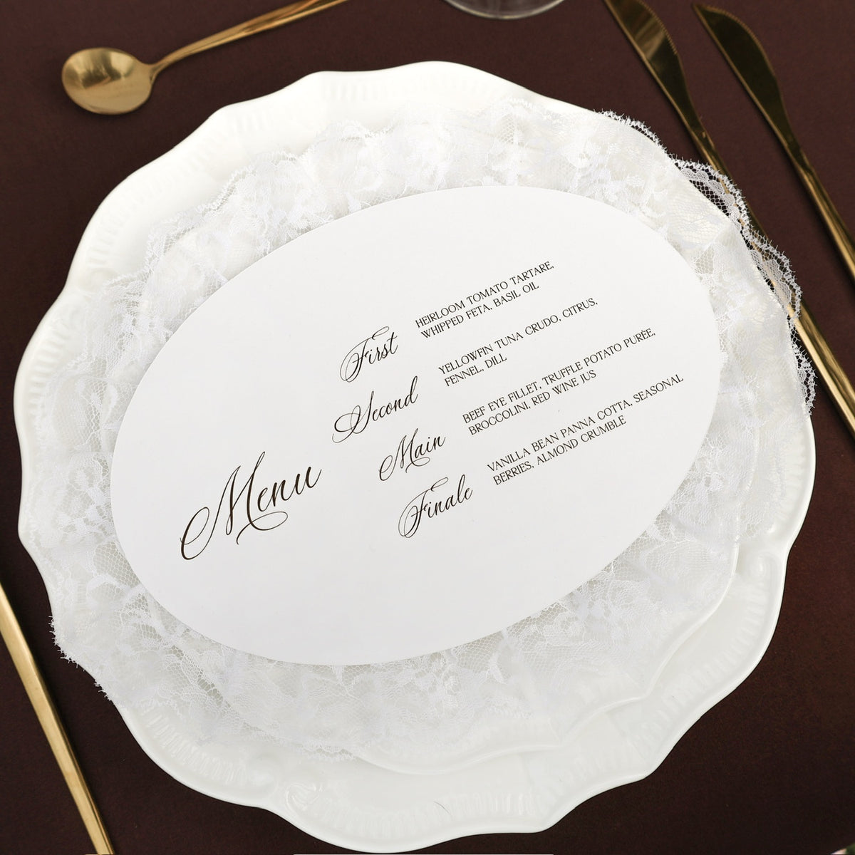 Coco A5 Oval Personalised Wedding Menu