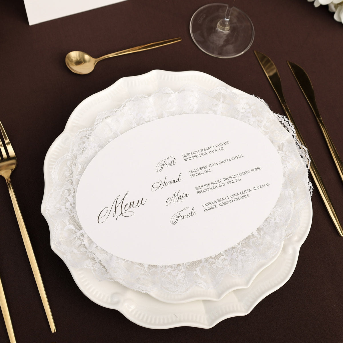 Coco A5 Oval Personalised Wedding Menu