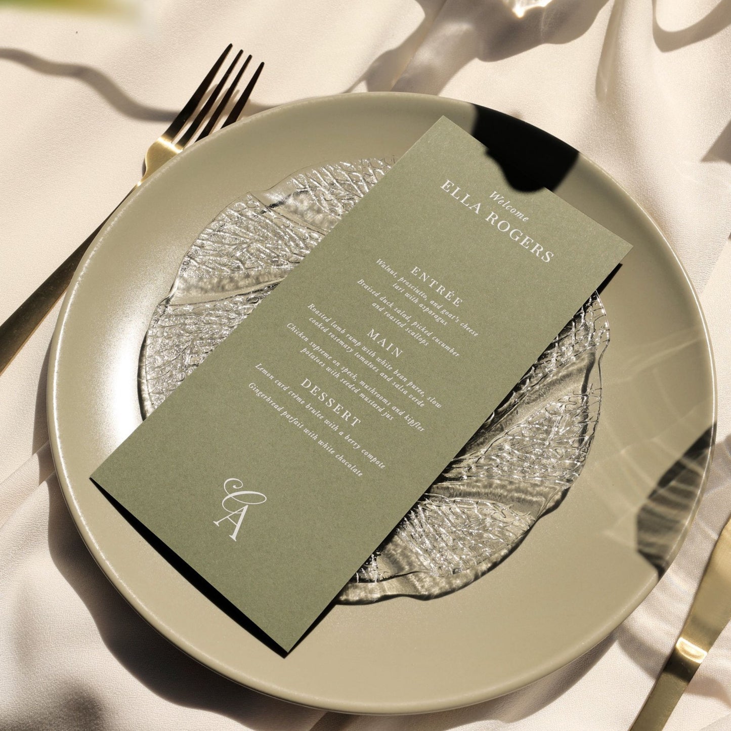 Fleur Personalised Menu - Design Two