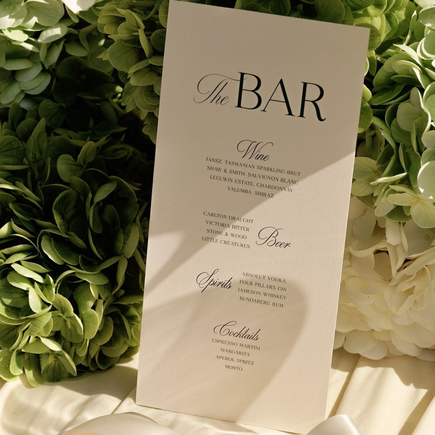 Estelle Drinks Menu Table Sign