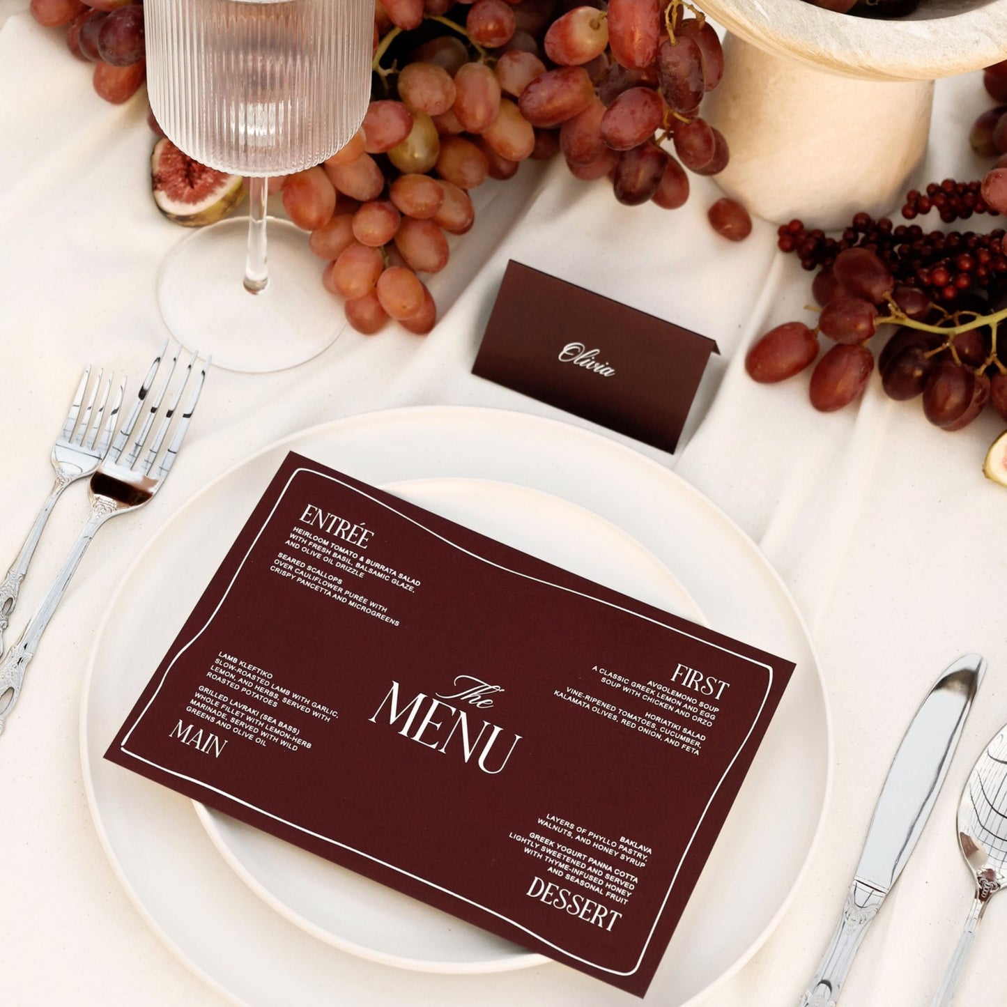 Athena Wedding Menu
