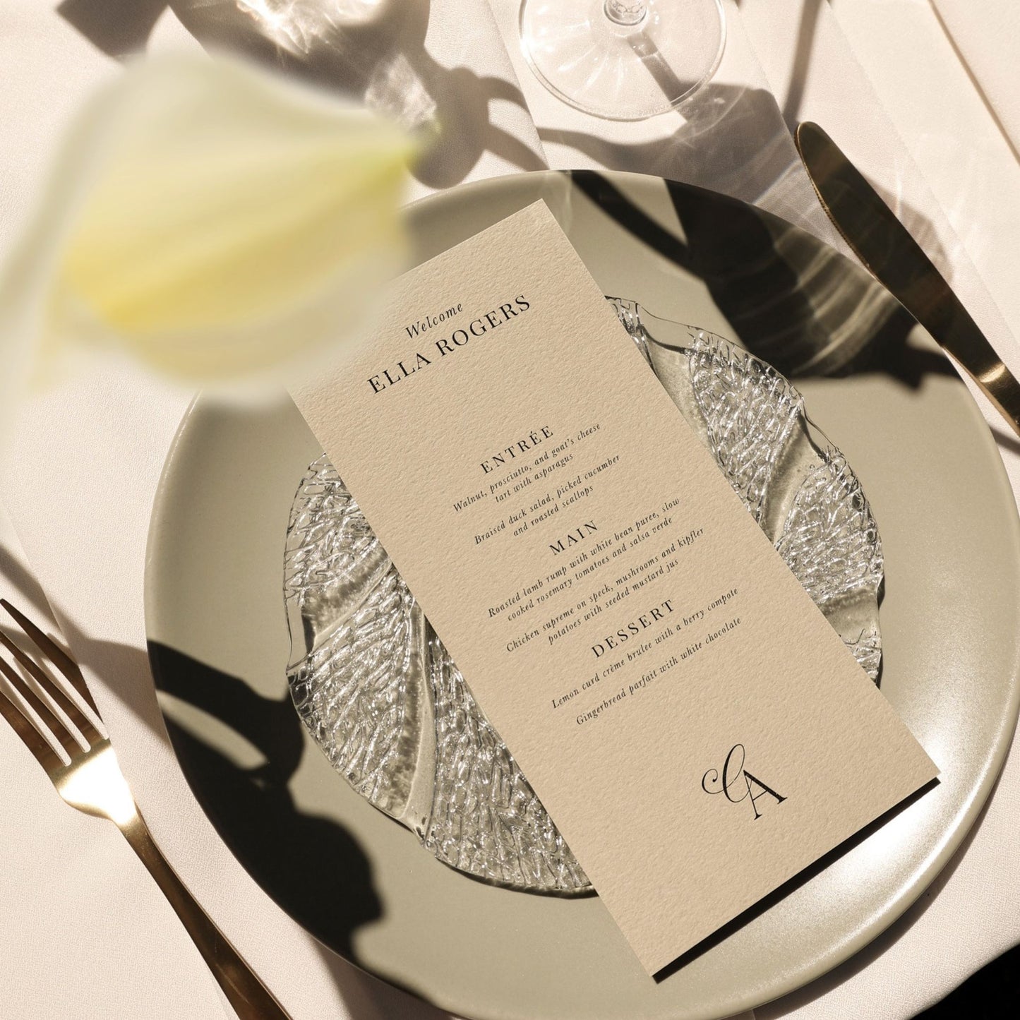 Fleur Personalised Menu - Design Two