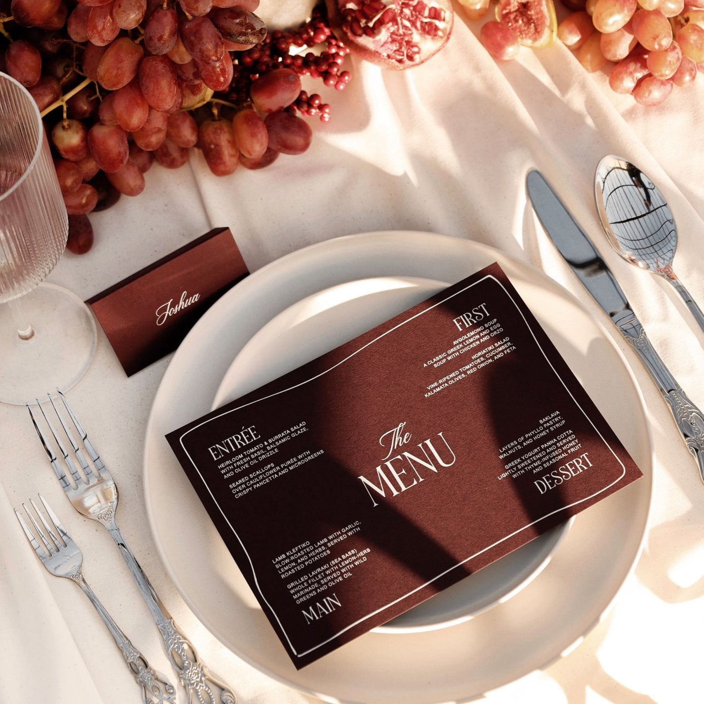 Athena Wedding Menu