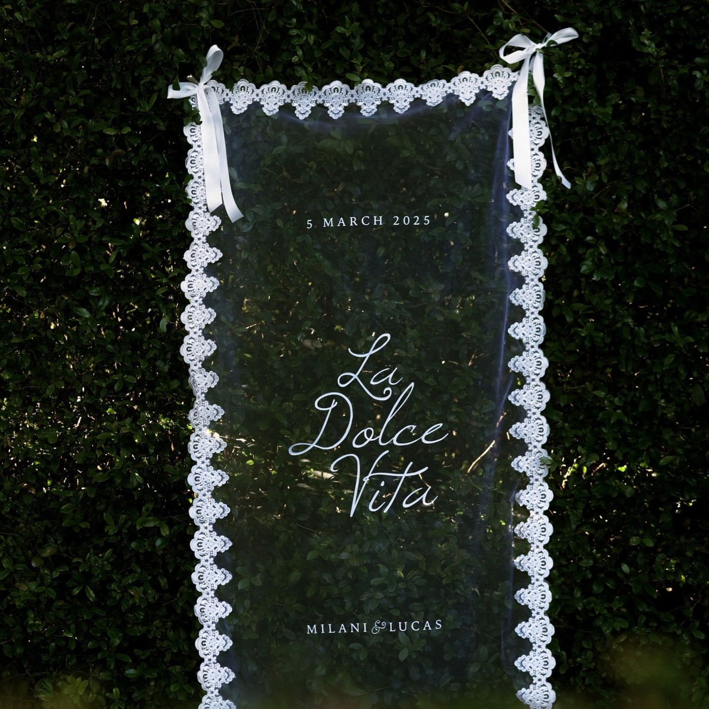 Lace Welcome Sign - Custom Fabric Sign