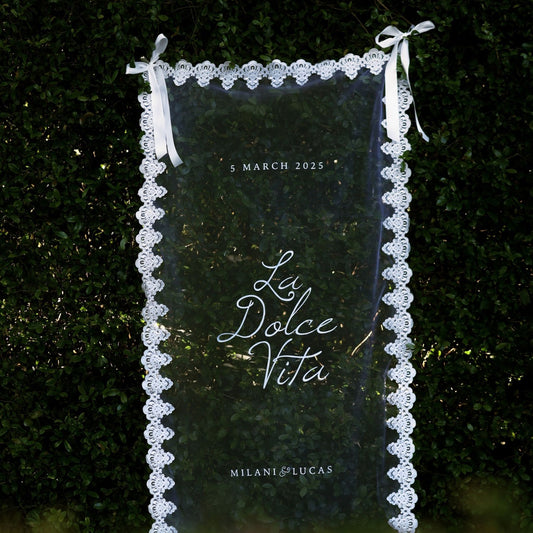 Lace Welcome Sign - Custom Fabric Sign