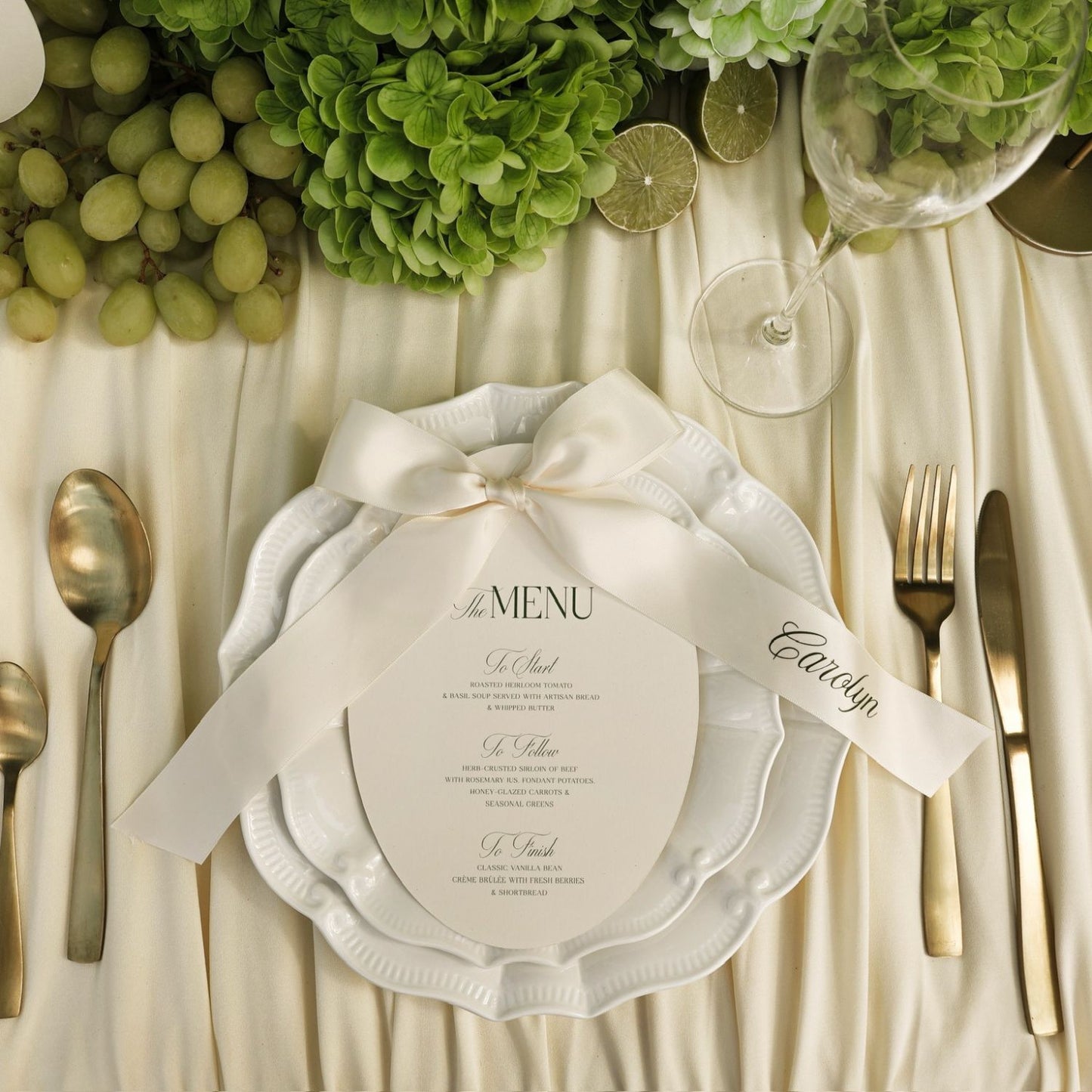 Estelle Oval Wedding Menu