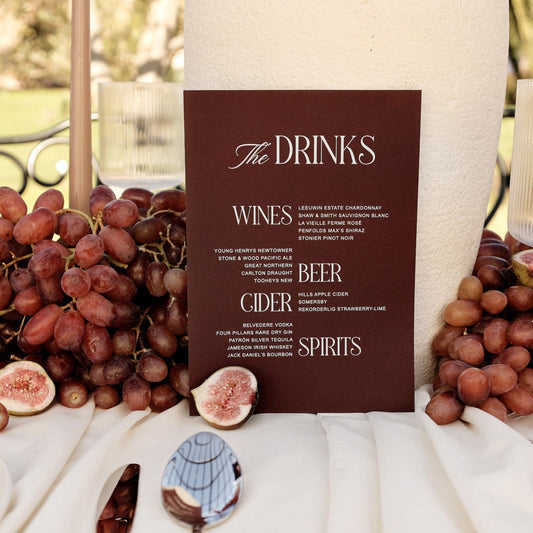 Athena Drinks Menu Signage Set
