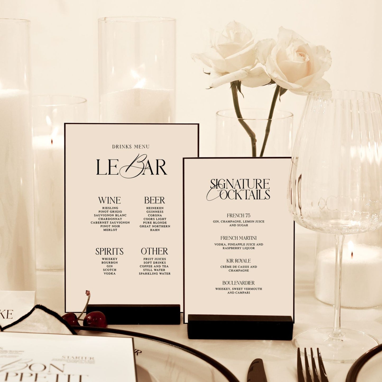 Celine Drinks Menu Signage Set