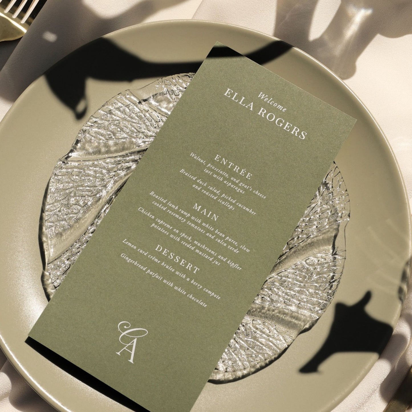 Fleur Personalised Menu - Design Two